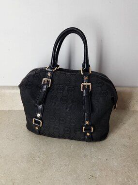 Michael Kors BEDFORD Large Satchel MK Monogram Jacquard Black Y2k Tote